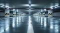 Utilize the potential of an empty underground parking background, providing ample copy space. Functional aesthetics, Ai Generated