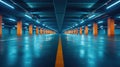 Utilize the potential of an empty underground parking background, providing ample copy space. Functional aesthetics, Ai Generated