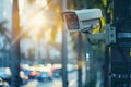 Utilizing outdoor surveillance cameras for security and facial recognition in smart cities. Concept