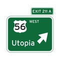 Utopia exit route sign. Vector illustration decorative design Royalty Free Stock Photo