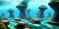 Utopian underwater city. Marvel at the transparent domes, futuristic transit networks, and cutting-edge research