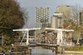 Utrecht canal, highrise and drawbridge