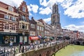 Utrecht canals and Dom tower on a summer day, Netherlands Royalty Free Stock Photo