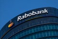 Rabobank bank logo sign headquarters glass skyscraper.