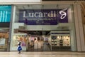Lucardi shop, illuminated sign above the store entrance.