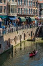 Urban scene, view of streets along the canal in Utrecht, the Netherlands