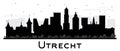 Utrecht Netherlands City Skyline Silhouette with Black Buildings Isolated on White