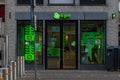 KPN store front entrance logo, technology communications company shop.