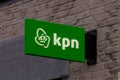 KPN store front entrance logo, technology communications company shop.