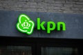 KPN store front entrance logo, technology communications company shop.