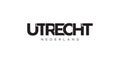 Utrecht in the Netherlands emblem. The design features a geometric style, vector illustration with bold typography in a modern Royalty Free Stock Photo