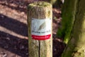 Brieven van Belle walking route sign on wooden pole