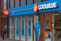 Coolblue logo above the entrance. Consumer electronic store.