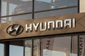 Hyundai logo at the car dealer in Nieuwegein.