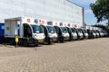 PicNic electric cars at distribution center. Online Dutch supermarket and food delivery service.