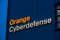 Orange Cyberdefense sign logo on the office. Royalty Free Stock Photo