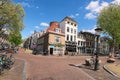 Traditional old streets and buildings in Utrecht. A picturesque city for visiting tourists during their vacations