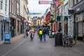 Utrecht, The Netherlands - People of all ages walking in the shopping streets of old town