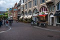 Utrecht, The Netherlands - People walking in the shopping streets of old town with restaurants