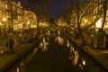 Utrecht at Night Oude Gracht Royalty Free Stock Photo