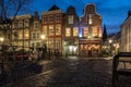 Utrecht Oudegracht canal at night with illuminated canal houses