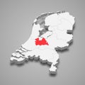 Utrecht province location within Netherlands 3d map Royalty Free Stock Photo