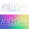 Utrecht skyline. Colorful linear style.