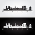 Utrecht skyline and landmarks silhouette