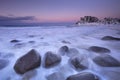 Uttakleiv beach on the Lofoten in Norway in winter