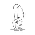 Uttanasana black line icon. Bending forward at the hips until the palms can be placed on the floor, ultimately behind the heels.