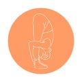 Uttanasana Rabbit Pose color line illustration. Pictogram for web page