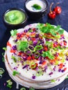 Indian Uttapam - stack of glutenfree vegan lentil rice pancakes