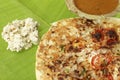 Uttapam, Traditional South Indian Breakfast with sambar and coconut chutney. Royalty Free Stock Photo