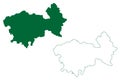 Uttarkashi district Uttarakhand or Uttaranchal State, Republic of India map vector illustration, scribble sketch Uttarkashi map