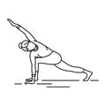 Utthita Parsvakonasana elongated side angle pose black line icon. Involves using many essential muscle groups. Pictogram for web