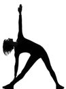 Utthita trikonasana triangle pose position woman Royalty Free Stock Photo