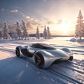 Electric fancy car on snow Royalty Free Stock Photo