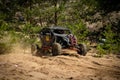 UTV, ATV, 4x4 off road vehicle in sandy open area. Buggy extreme riding