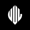 UUL circle letter logo design with circle and ellipse shape. UUL ellipse letters with typographic style. The three initials form a Royalty Free Stock Photo