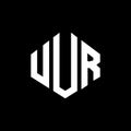 UUR letter logo design with polygon shape. UUR polygon and cube shape logo design. UUR hexagon vector logo template white and Royalty Free Stock Photo