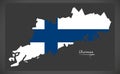 Uusimaa map of Finland with Finnish national flag illustration Royalty Free Stock Photo