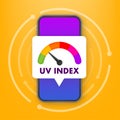 UV index level sun. numbers solar protection. Vector illustration.