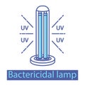 UV light disinfection color icon. Ultraviolet light sterilization of air and surfaces. Bactericidal lamp. Surface cleaning,