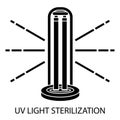 UV light disinfection glyph icon. Ultraviolet light sterilization of air and surfaces. Ultraviolet germicidal irradiation. Surface