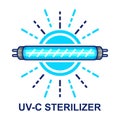 UV light disinfection sterilizer lamp, UVC antibacterial quartz bulb icon. Ultraviolet sanitizing sterilization. Blue ray. Vector Royalty Free Stock Photo