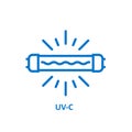 UV light sterilization icon, UV-c quartz light bulb for disinfection, ultraviolet lamp information sign