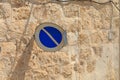 Bleached and bended road sign. Sun damage uv light on road sign paint