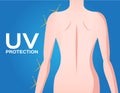 Uv protection on back body , skincare , uv reflect concept