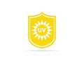 UV protection icon, anti ultraviolet radiation with sun and shield logo symbol. vector illustration Royalty Free Stock Photo