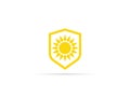 UV protection icon, anti ultraviolet radiation with sun and shield logo symbol. vector illustration Royalty Free Stock Photo